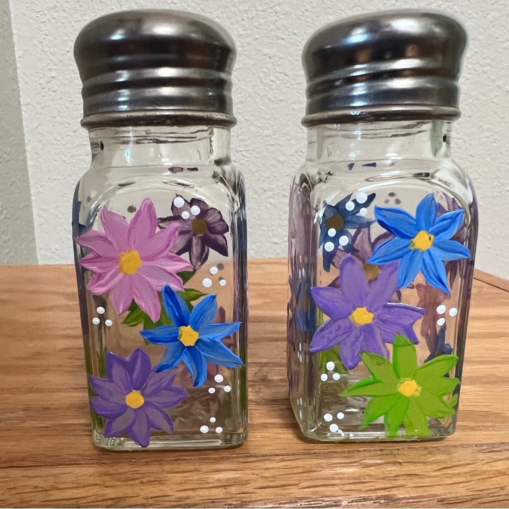 Hand Painted Spring Flowers Salt & Pepper Shakers